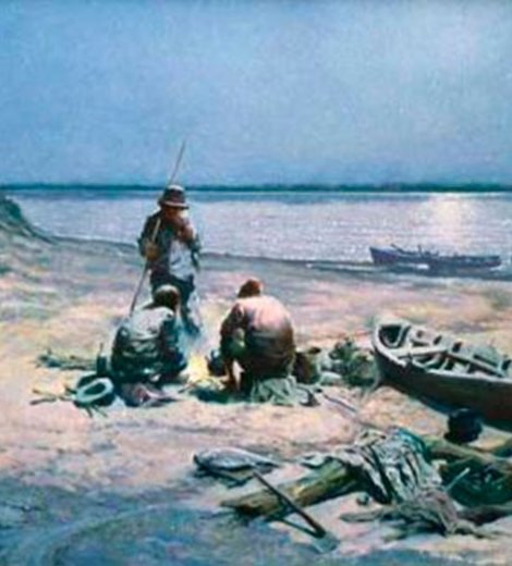 Pescadores en la noche