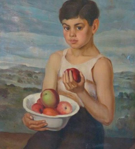 Chico con frutas, detalle