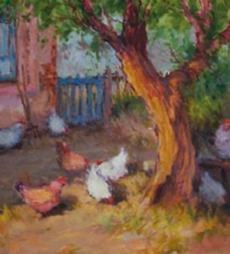 Patio con gallinas