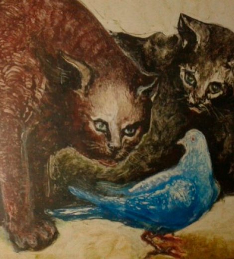 Gatos y paloma
