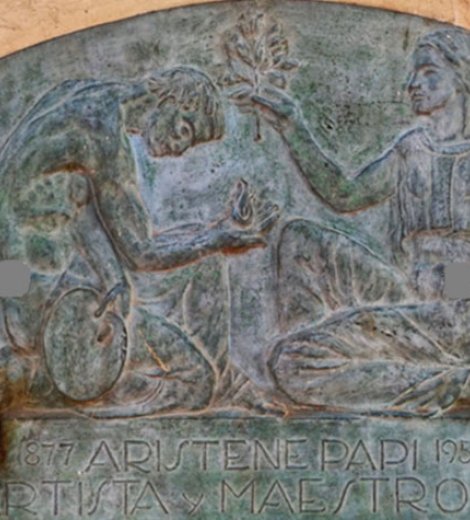 Aristene Papi, Artista y Maestro – Placa de bronce Aristene Papi, Artista y Maestro