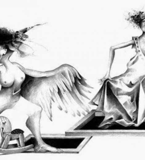 Muchachas desnudas y caballito