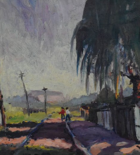 Niños junto a las vías del tren