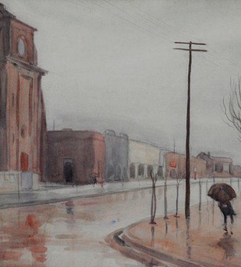 Pueblo en lluvia