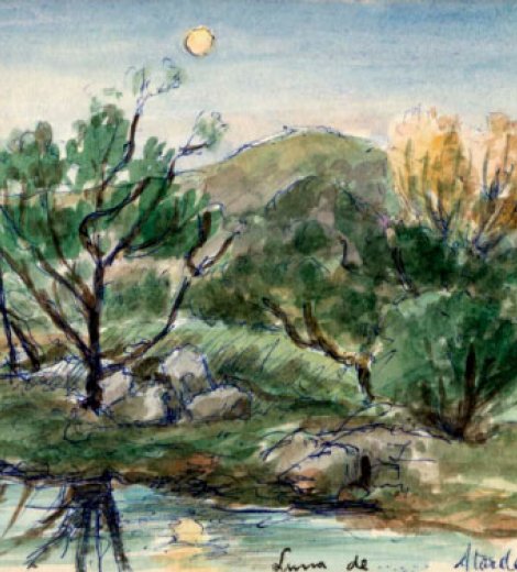 Luna de atardecer, reflejos